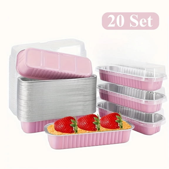 40pcs (20 boxes 20 lids) mini rectangular foil baking pans with lids,daily baking and Christmas. Category: Baking & Snack Pans
