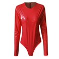 thumbnail image 2 of Pxiakgy Combinaisons pour Femmes Combinaison en Similicuir Coloré Pu Col Rond Manches Longues Rouge + S, 2 of 5