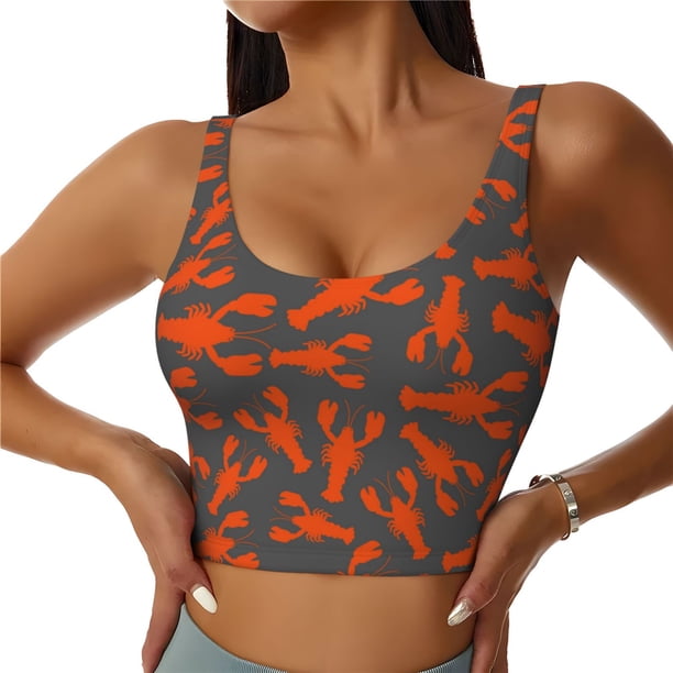Fotbe Crayfish Sujetador Deportivo Largo sin Aros para Mujer con Almohadillas y Soporte Medio, Transpirable y Absorbente, Camiseta Tipo Chaleco o Tank Top-Large