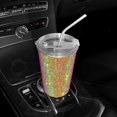 thumbnail image 5 of Bling Car Home Encrusted Beverage Cup Simple Fashion Rhinestones Encrusted Stainless Steel Straw Coffee Cup Straight Slim 550ml, 5 of 13