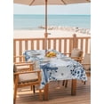 thumbnail image 2 of Outdoor Tablecloth with Umbrella Hole for Patio/Picnic/Party/Camping, Blue Coastal Starfish Waterproof Table Cloth Rectangle Table Cover Washable, Beach Nautical Shell Eucalyptus Ocean (60"x 102"), 2 of 8