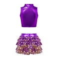 thumbnail image 2 of vastwit Kids Girls Ballet Dance Sets Sequins Tank Crop Top+Skirt Latin Jazz Dance Clothes Outfits Purple 16, 2 of 5