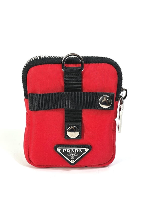 Pre-Owned PRADA 2NA026 Triangle Logo TESSUTO SOFT Two-Tone Pouch in Nylon, Red, Men's (Good)