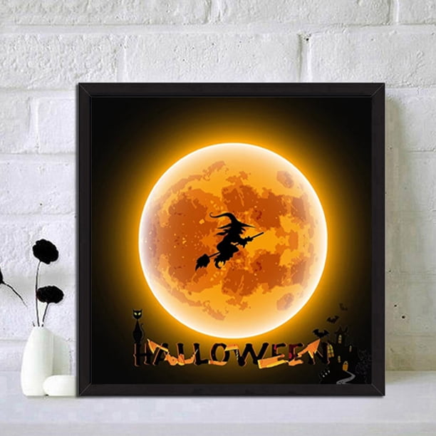Cuadros Decorativos Halloween redondo completo 5D DIY diamante pintura bordado pared arte Kit decoración del hogar