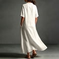 thumbnail image 6 of Women's V Neck Maxi Dress, Elegant Collared Boyfriend Tunic Dress, Solid Color Loose Kaftan Lounge Dress for Travel and Office, 6 of 6
