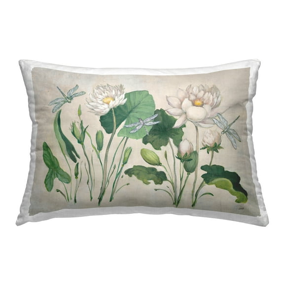 Stupell Industries Tranquil Lilies Vintage Decorative Printed Throw Pillow Design by Julia Purinton.