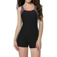 thumbnail image 1 of Charmo Womens Sporty One Piece Swimsuits Boyleg Racerback Athletics Swimwear, 1 of 6