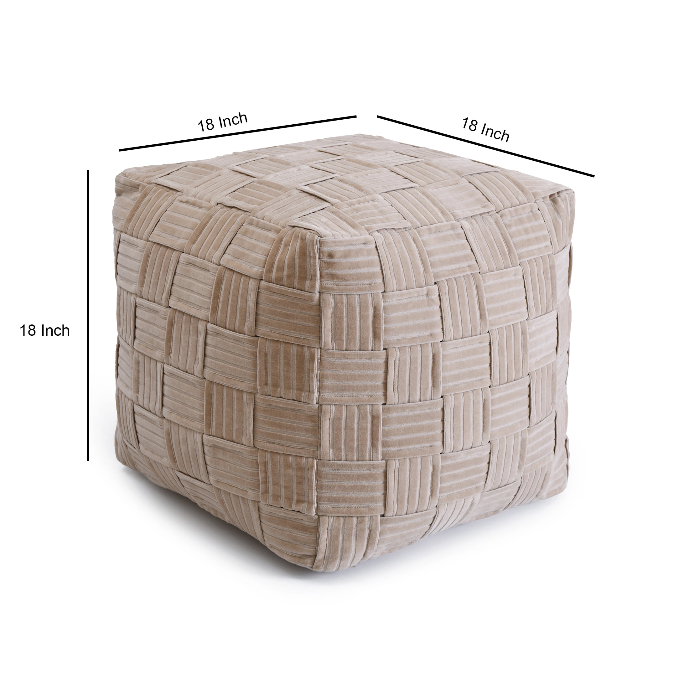 Better Homes & Gardens Velvet Woven Pouf Cover, Latte Swirl