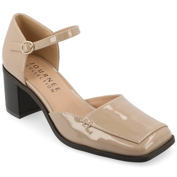 Journee Womens Evangeline Square Toe Stacked Heel Pumps, Widths Available