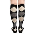 thumbnail image 5 of COUVER Women’s Stylish Argyle Knee High Socks, 2 Pairs, Black Gray Cream, 5 of 7