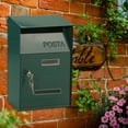thumbnail image 3 of Outdoor Post Box Vintage Mail Box, Traditional Newspaper Letter Box Post Box with key of lock Wall Mounted Post Box to Keep Your and Green, 3 of 8