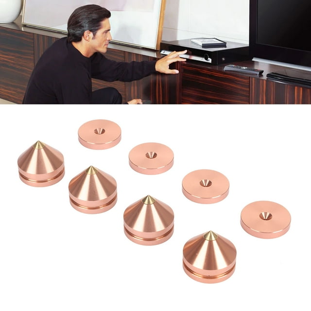 4Pcs Speaker Isolation Feet Pads, Aluminum Alloy Non Skid Speaker Spike Isolation Feet Shockproof Speaker Spike Pads For Turntable Subwoofer Speaker Amps CD DVD Player