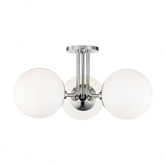 -Three Light Semi-Flush Mount in Style-24 inches Wide By 10.5 inches High-Polished Nickel Finish Bailey Street Home 735-Bel-2692786