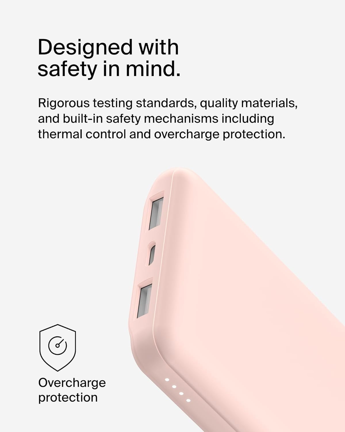 Belkin Portable Charger, USB-C Power Bank 10k w/ 1 USB-C Port and 2 USB-A Ports with USB-A to USB-C Cable for iPhone 16, 16 Plus, 16 Pro, 16 Pro Max, Samsung Galaxy S24, & More - Rose Gold