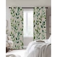 thumbnail image 2 of Green Leaves Blackout Curtains for Bedroom, Thermal Insulated Drapes, Watercolor Spring Botanical Country Beige Black Out Curtains 63 Inch Long Room Darkening Kitchen Curtains 42"x63" 2 Panels, 2 of 8