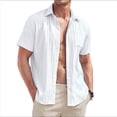 thumbnail image 3 of Camisas Casuales de Corta con Botones para Hombre, con Textura, para Playa y Verano, con Bolsillo L, 3 of 10