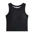 thumbnail image 4 of Lixiuxyad Summer Womens Tank Tops 2025 Summer Sleeveless Tank Tops Ribbed High Neck Racerback Slim Fitted Color Block Casual Shirts(Black L), 4 of 4