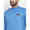 thumbnail image 2 of eloria Men's Trending Indian Traditional Solid Blue Asymmetric Kurta, 2 of 7
