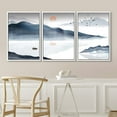 thumbnail image 3 of IDEA4WALL Framed Canvas Print Wall Art Set Pastel Mountain Range Boat Ocean Nature Wilderness Modern Art Decorative Landscape Rustic for Living Room, Bedroom, Office - 24"x36"x3 White, 3 of 5