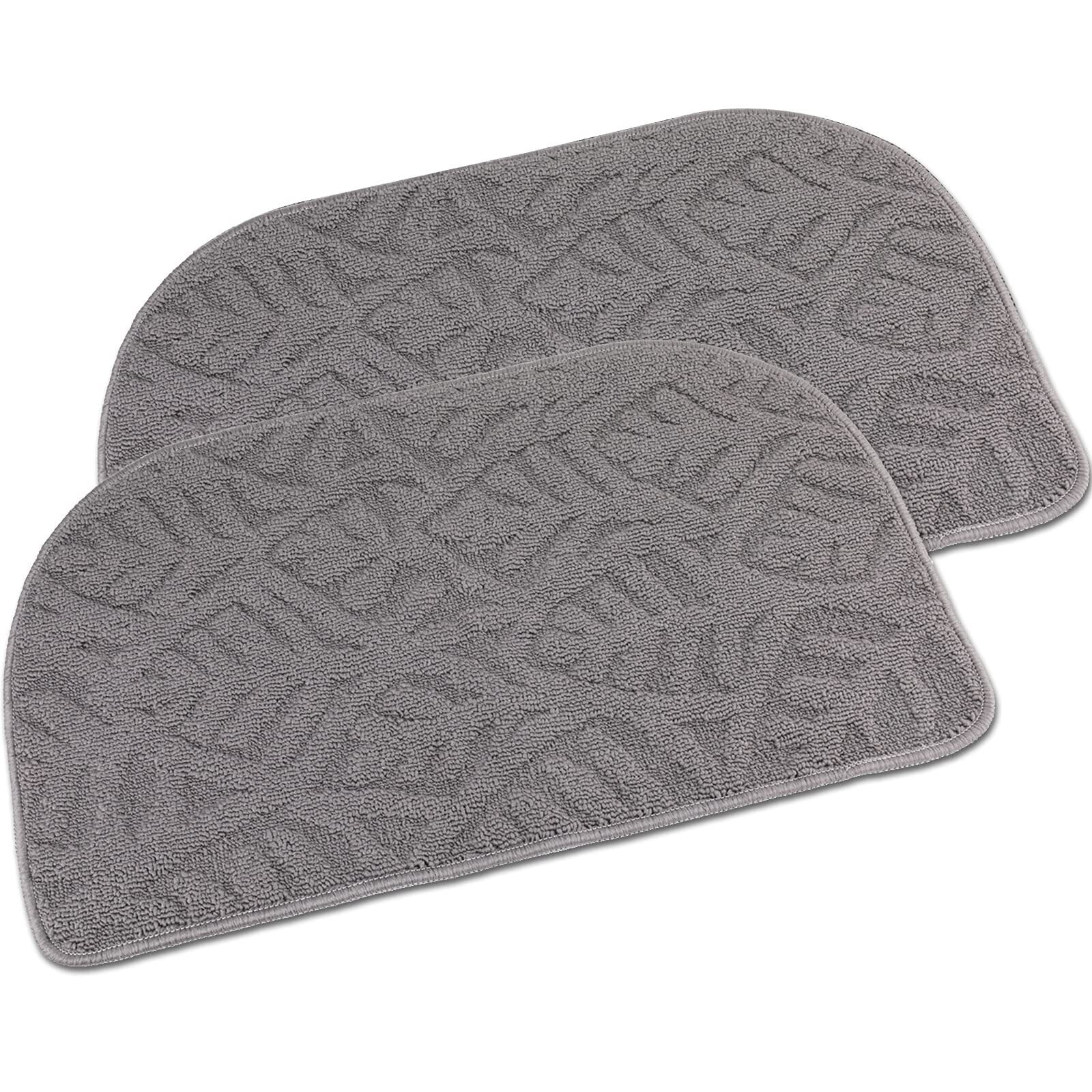 2 Pack Indoor Doormat Front Door Mat, Low-Profile Gray Outdoor Mats Half Circle Entrance Rugs, Half Round Non-Slip Anti Fatigue Cushions for Inside Outside Entry, Patio, 28" x 17"