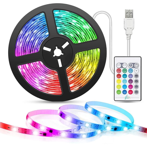 Tira de LED 5 m USB Tira de LED, RGB LED TV retroiluminación Tira de LED 16 colores y 4 modos, Tira de LED sincronizada con música Cadena de luz LED con control remoto Tira de luz para TV