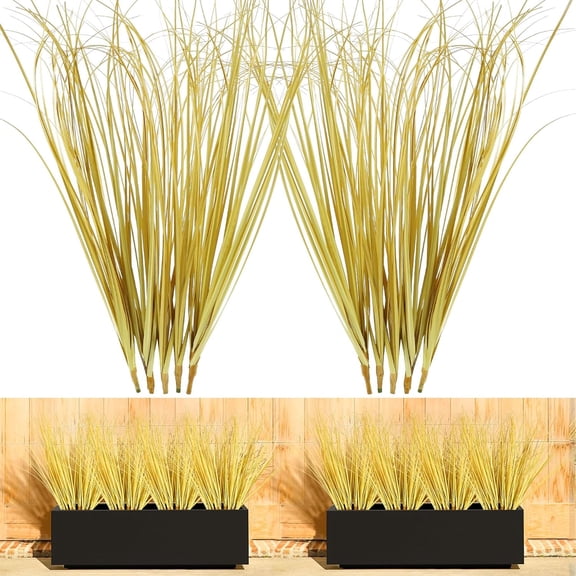 Zukuco 8PCS Artificial Tall Shrubs Wheat Grass Artificial Grass Plants Outdoor Greenery Stems Faux UV Resistant Grass Artificial Fall Plant For Outdoor Indoor Home Decor