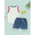 thumbnail image 5 of Musuos Baby Boys Summer Outfit Sets White Sleeveless Letter Print Vest + Blue Casual Shorts, 5 of 9