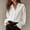 *White, variant on ClodeEU Women's Satin Button Down Blouse, Long Sleeve V Neck Work Shirt with Cuffed Sleeves Beige,Women's Plus L