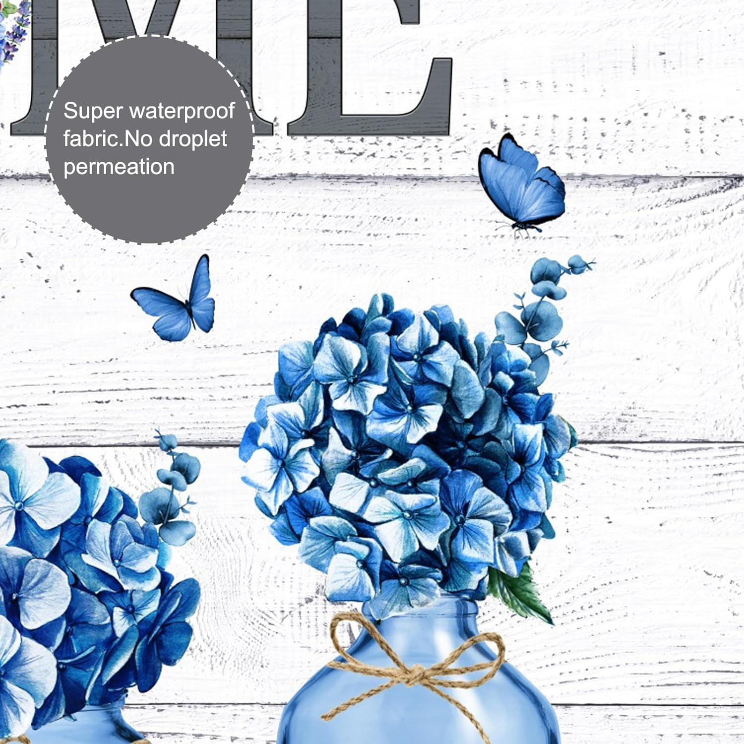 4 PCS Blue Hydrangea Shower Curtain Sets,Home Sweet Bathroom Set with Shower Curtain and Rugs and Accessories,Farmhouse Country Shower Curtain Bathroom Decor with 12 Hooks 72 X 72 Inches