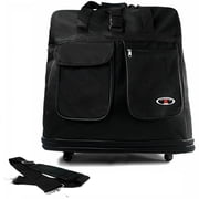 K-Cliffs Unisex 36 Inch Black Multi Tiered Collapsible Expandable Wheeled Travel Cargo Duffle Bag with Zippered Pockets