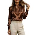 thumbnail image 2 of Womens Buttton Down Shirts Long Sleeve V Neck Business Tunic Blouses Work Dress Shirt Elegant Trendy Tops, XL, 2 of 6