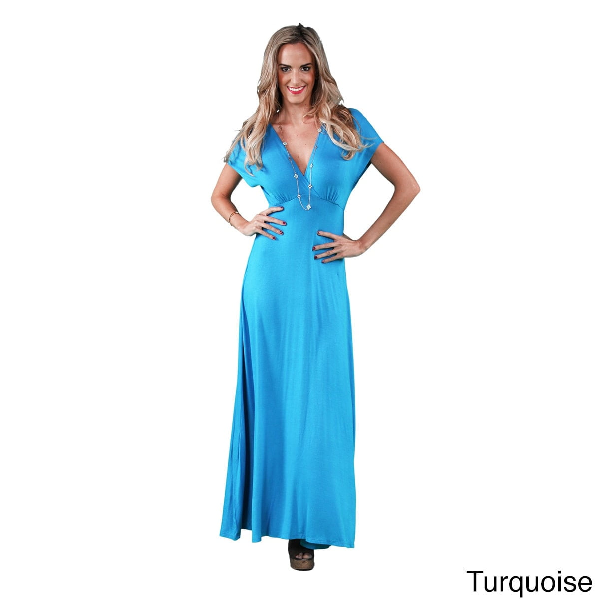 24/7 Comfort Apparel Women's Faux Wrap Maxi Dress