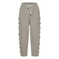thumbnail image 3 of Bovemsi Women's Casual Pants Fashion Solid Color Cotton Linen Elastic Seven Beach with Pockets, 3 of 7