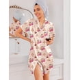 thumbnail image 4 of Ekouaer Silk Nightgowns for Women Button Down Nightshirts Short Sleeve Sleepshirts Sexy Nightdress Satin Sleepwear, 4 of 6