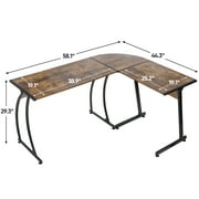 HomGarden L-Shaped Computer Desk 58” Reversible MDF Corner Gaming Desk, Rustic Brown