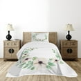 thumbnail image 4 of Ambesonne Anemone Flower Quilted Bedspread Set 2 Pcs, Fresh Plants, Twin Size, Green Peach Black, 4 of 5