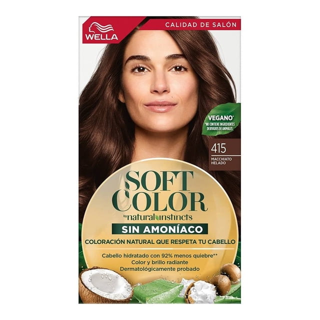 Tinte para cabello Soft Color Wella semipermanente 415 macchiato helado