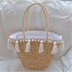 thumbnail image 5 of Bolso de paja para mujer, tejido con flores, para playa y verano, bandolera, cesta, bolso de compras, bolso con borla, bolso de paja para mujer tejido en la playa, 5 of 5