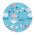 thumbnail image 3 of YFYANG Round Fitted Table Cloth, Waterproof Blue Cute Ocean Animals Doodle Pattern Polyester Table Cover, Indoor Outdoor Decorative Tablecloths with Elastic Edge, 3 of 7