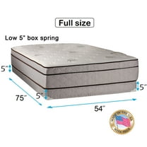 Dream Sleep Fifth Ave Extra Soft Foam (PillowTop) Eurotop Mattress & Low 5" Height Box Spring Set with Mattress Protector Included - Spine Support, Fully Assembled, Longlasting (Full 54"x75"x13")