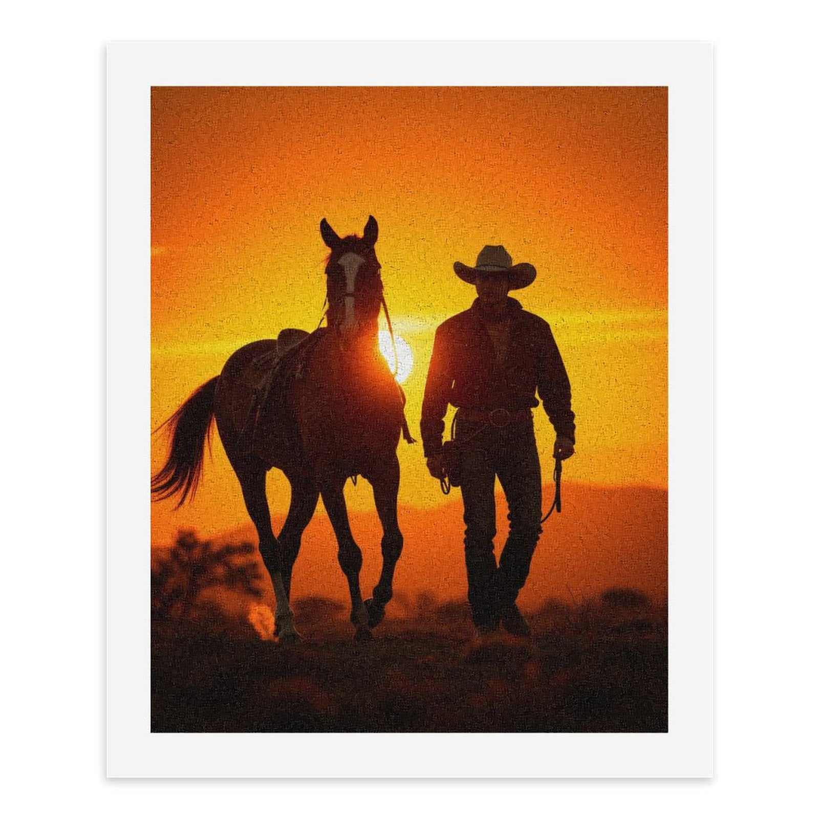 Paint by Numbers Kit for Adults, Cowboy Sunset Silhouette Horseback Paint by Numbers, Easy Paint by Numbers Kit for Adults Beginner, DIY Adult Paint by Number Kits on Canvas, Home Decor