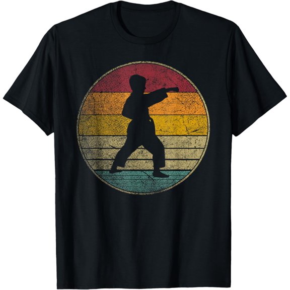 Karate Vintage Distressed Retro Silhouette 70s 80s Kids Boys T-Shirt