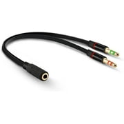 epacks Headphone Splitter for Computer 3.5mm Female to 2 Dual 3.5mm Male Headphone Mic Audio Y Splitter Cable Smartphone Headset to PC Adapter