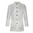 thumbnail image 4 of LOVZFMLL Jackets for Men's Woolen Printed Coat Standing Collar Woolen Windbreaker Long Sleeved Button Cardigan Jacket, 4 of 5