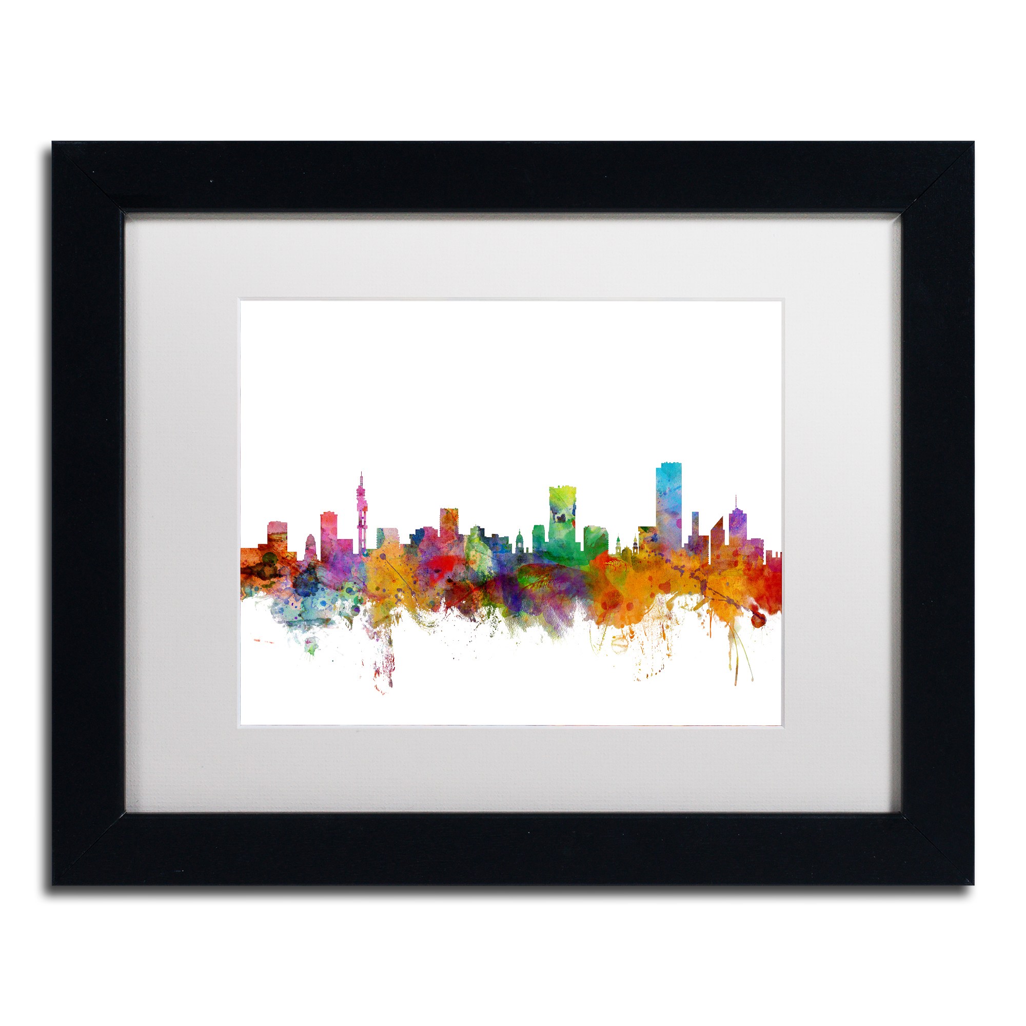 Trademark Fine Art "Pretoria South Africa Skyline" Canvas Art by Michael Tompsett White Matte, Black Frame