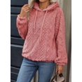 thumbnail image 4 of Womens Oversized -Pullover Hoodie with Pockets Fuzzy Fleece Sweatshirt Plaid Pattern Pink L, 4 of 7