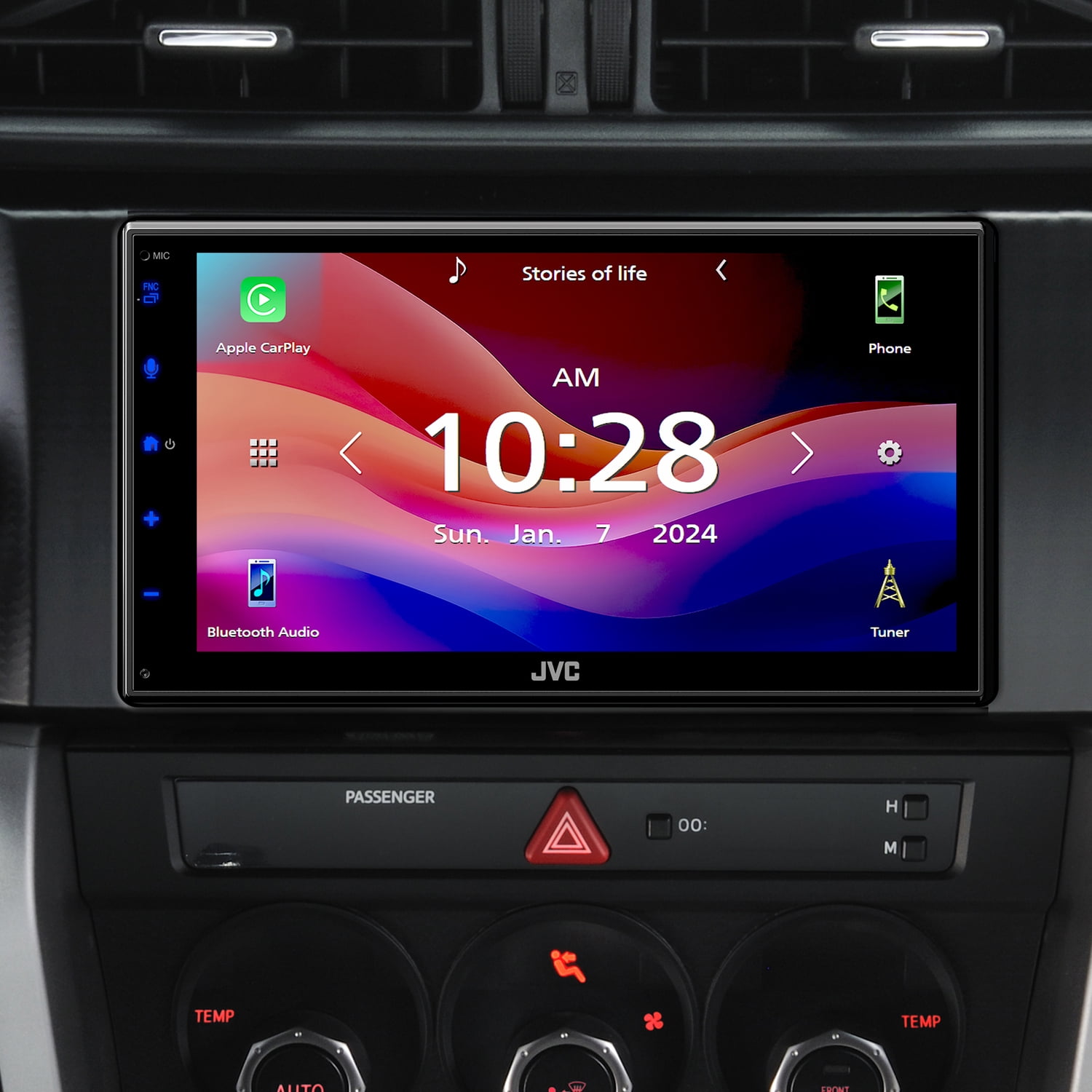 6.8-In. Car In-Dash Unit, Double-DIN/Single-DIN Short Chassis Digital Receiver with WSVGA Touch Screen, Android Auto, and Apple CarPlay