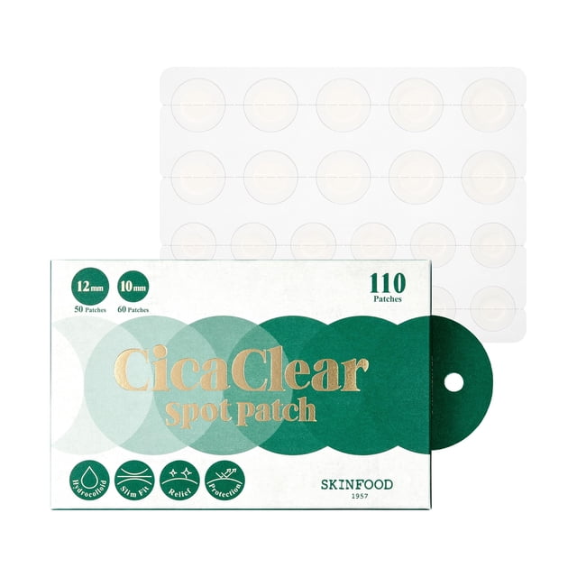 SKINFOOD Cica Clear Spot Patch (110 unidades) Parche hidrocoloide AC para cubrir y recuperar manchas Ultra delgada pegatina de piel transparente para un fácil cuidado AC