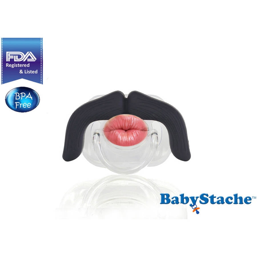BabyStache Kissable Wrangler Pacifier, Black