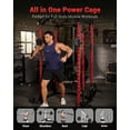 thumbnail image 3 of Multi-Function Power Cage Squat Rack, 2000lbs Capacity – Dual Pulley Cable Crossover, Adjustable Home Gym Strength Equipment with Attachments – Red and Black, 3 of 8